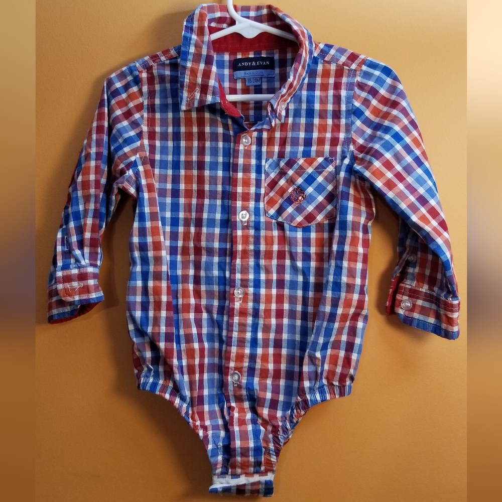 Andy and Evan 18/24 mo Boys long sleeve plaid button down shirt